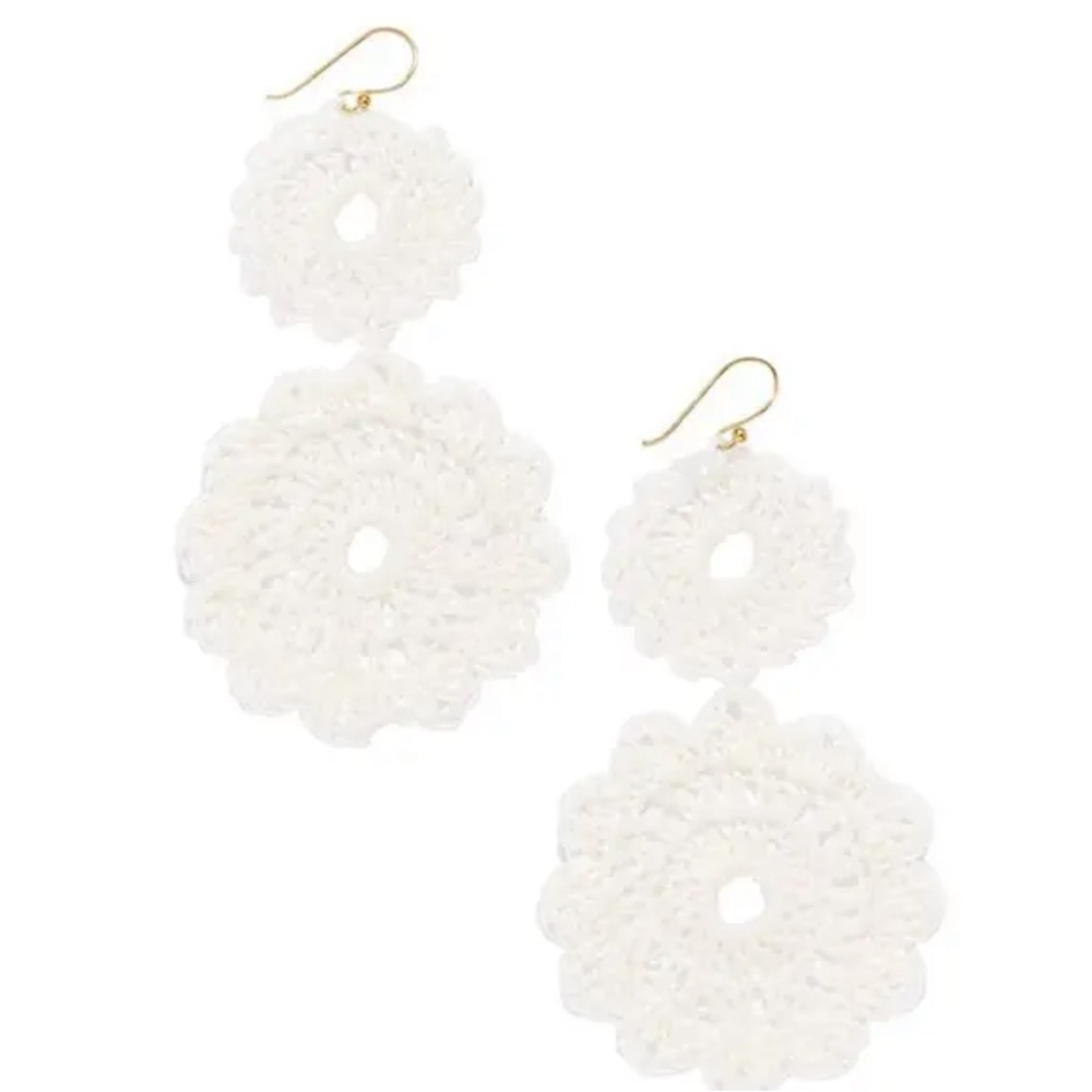 Roberta Roller Rabbit Macrame Earrings - white